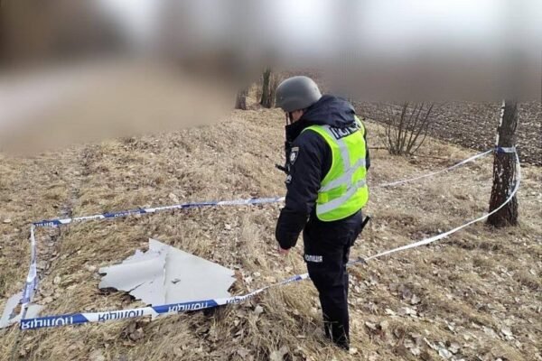 Очільник поліції Київщини показав уламки збитого над областю дрона-камікадзе (ФОТО)