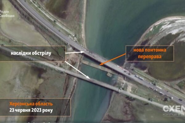 Окупанти розгорнули понтонну переправу біля Чонгарського мосту (ФОТО)