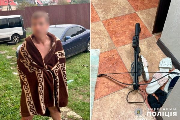 Правоохоронці Хмельниччини затримали чоловіка, що у стані сп’яніння стріляв з арбалета по автівках