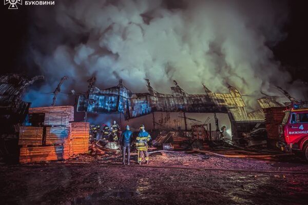 На Буковині сталася масштабна пожежа в деревообробному цеху