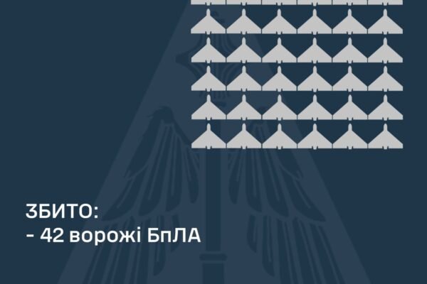 Під час масованої атаки в ніч на 22 жовтня ППО знищила 42 із 60 ворожих дронів