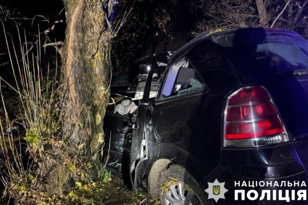 На Полтавщині легковик влетів в дерево: є загиблий, двоє постраждалих (ФОТО)