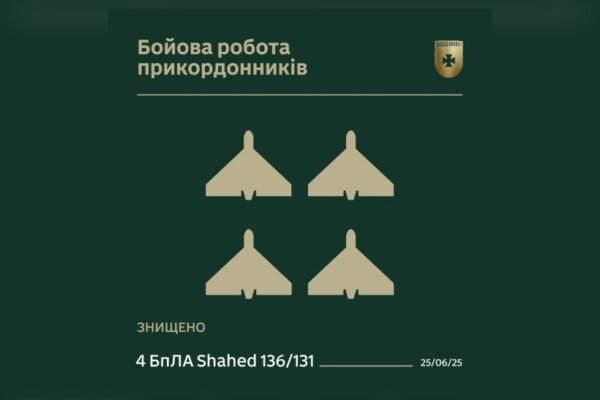 Чотири ворожі БпЛА збили на Одещині моряки-прикордонники в ніч на 25 червня