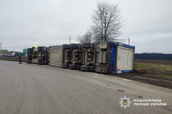 У Черкаській області перекинулася вантажівка зі свиньми