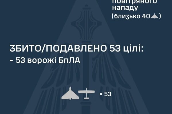 В ніч на 6 січня Повітряні сили знешкодили 53 ворожих БпЛА